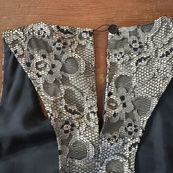 VTG 90s BEBE Black Mesh Gold Floral Lace Corset Cami Whimsigoth Fairy Tank Top S - Picture 8 of 13